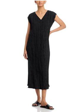 Eileen Fisher Crushed Silk V-neck Dress